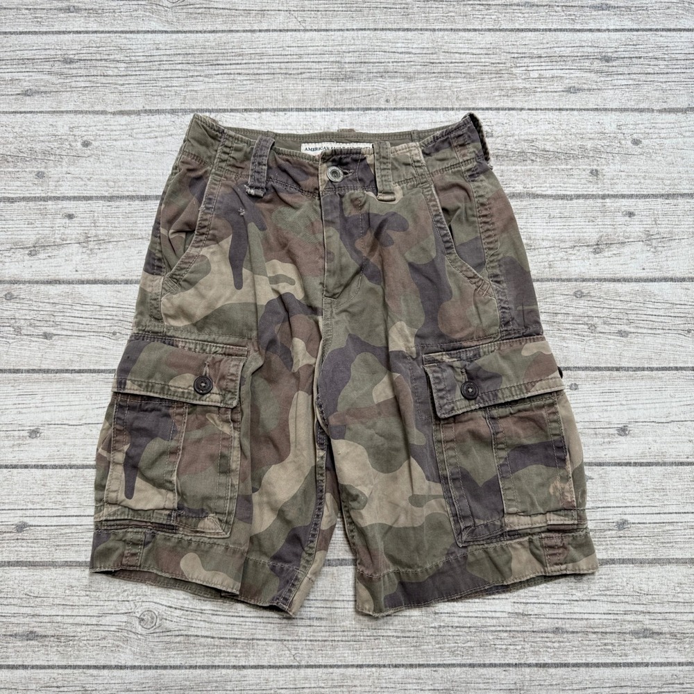 American Eagle Cargo Shorts Men's 26 Green Camo Classic Length Utility Hunting